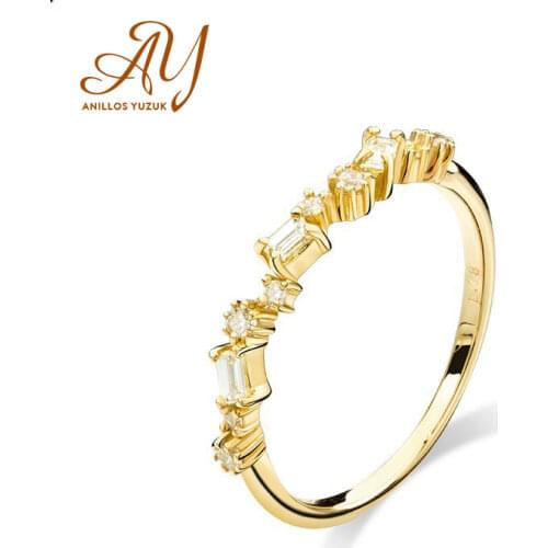 Anillos Yuzuk 18k Yellow Gold 925 Sterling Silver Ring Classic Fine Jewelry Women Party Gift CZ Stone Female Anelli Bijoux