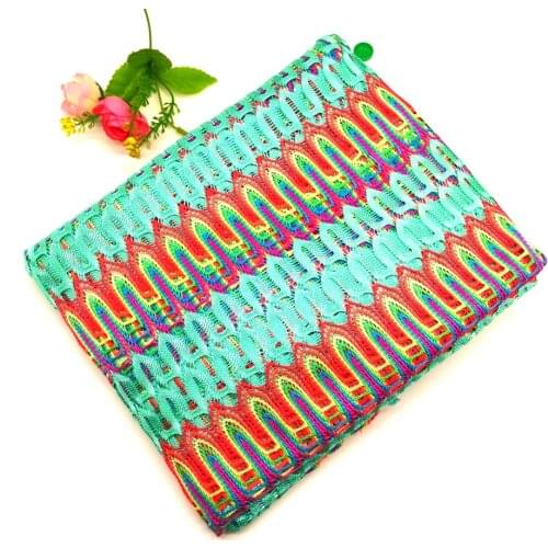 1 Yard Knitting Mesh Lace Fabrics Wave Striped Zig Zag Blue Fabric Soft Mesh Dress Fabric Floral 150cm