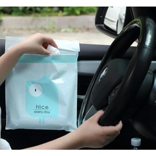 15pcs Portable Hanging Car Trash Bag Cute Cartoon Office Self-adhesive Garbage Bags Disposable Cleaning Bags Kitchen Accessories