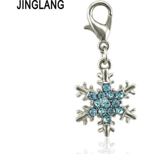 JINGLANG Alloy Antique Silver Mixed Snowflake Charm Pendant Findings Christmas Crafts Jewelry Making Accessories 30 Pcs