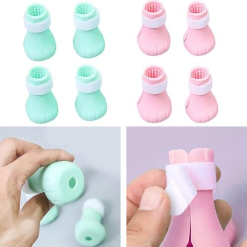 4x Cats Anti-Scratch Shoes, Adjustable Rubber Cat Feet Covers Paw Protector, Cat Boots for Bathing and Shaving Pet Beauty Salon