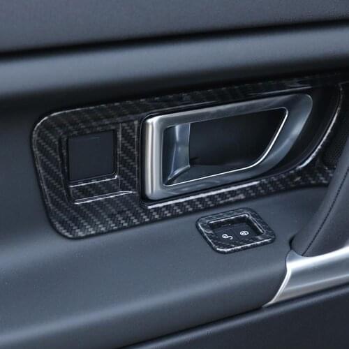4pcs Carbon Fiber Style ABS Plastic for Land Rover Discovery Sport Interior Door Handle Frame Trim Sticker 2015-2017 Accessories
