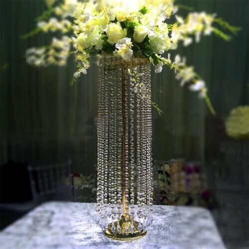 70cm Tall Wedding Flower Stand Road Leads with bead stands Gold Table Centerpiece Wedding Decoration 10 pcs/lot
