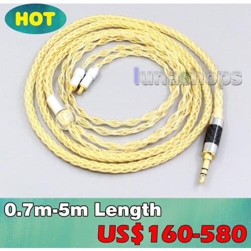 8 Cores 99.99% Pure Silver + Gold Plated Earphone Cable For audio-technica ATH-ESW750 ATH-ESW950 SR9 ES770h ES750 LN006492