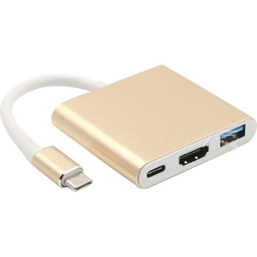 Type-C to USB 3.0 Hub Converter 3 in 1 Compatible with HDMI, Suitable for Mobile Phones, Tablets, Laptops