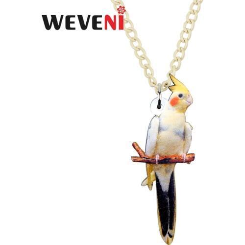 WEVENI Acrylic Elegant Cockatoo Bird Necklace Pendant Collar Choker Fashion Animal Pet Jewelry For Women Girls Teens Decoration