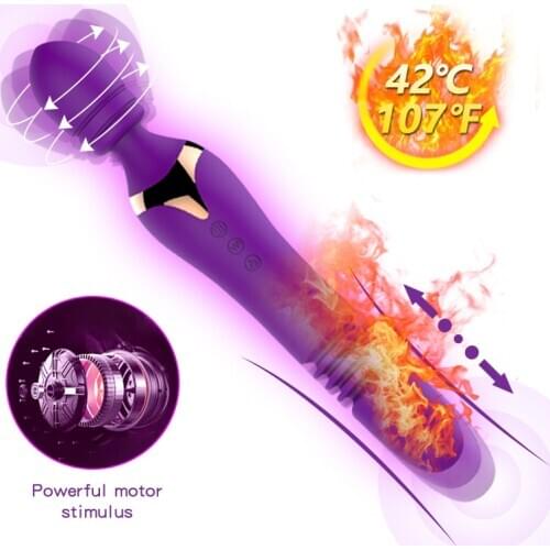 Man Nuo Dildo Vibrators Telescopic Vibration Heating Magic Wand G-spot Clitoris Stimulator Adult Sex Toys for Women Orgasm Toys