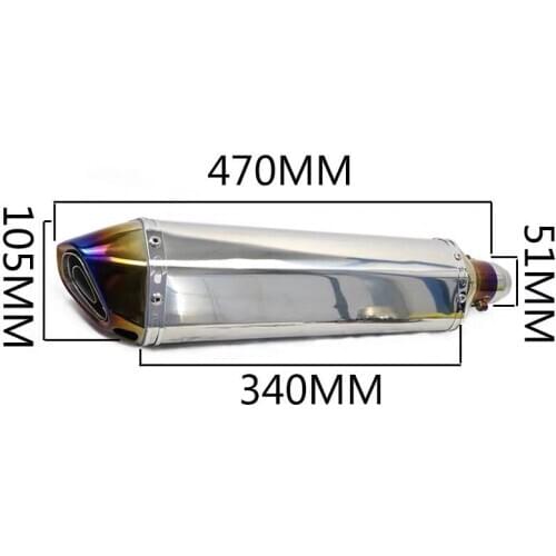 Length:470mm ID:51mm Universal Motorcycle Ak Exhaust muffler pipe DB Left and Right Side Escape For MT09 R3 R6 Z800 790DUKE Z750