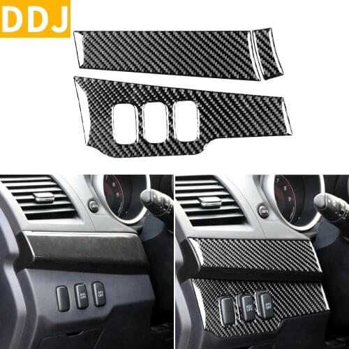 For Mitsubishi Lancer ES DE GTS 2008-2015 Carbon Fiber Dim Light Control Left Dash Trim Frame Sticker Cover Car Accessories