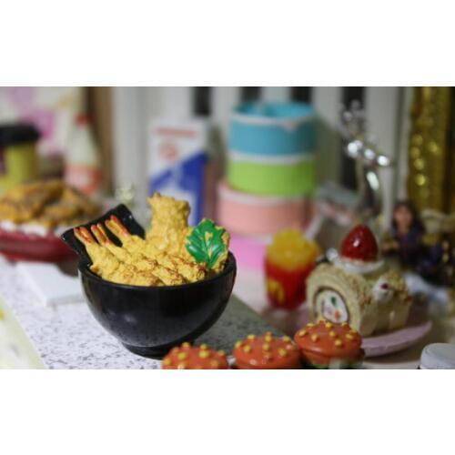 G10-X003 children baby gift Toy 1:12 Dollhouse mini Furniture Miniature rement accessories Fried shrimp rice 1pcs