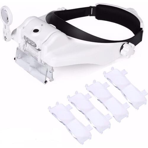 Headband Magnifier Multi-functional Loupe Led Head Mounted Magnifying Glass With 5 Replaceable Lenses 1x-8x Auxiliary Lens