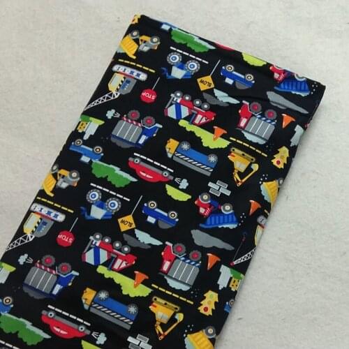 Pretty Black Multi Cartoon Cars Printed Cotton Fabric 50x105cm Car Fabric Patchwork Cloth Bag Party Home Decoration