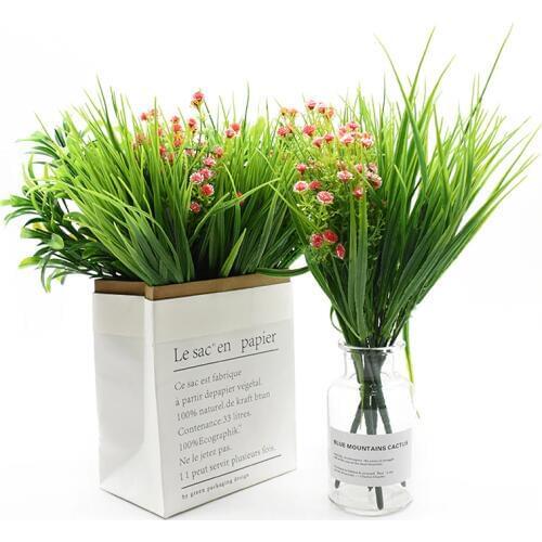 7 Forks/Bundle Cheap Artificial Plants Green Grass Plastic Flowers Wedding Spring Summer Living Room Christmas Home Decorations