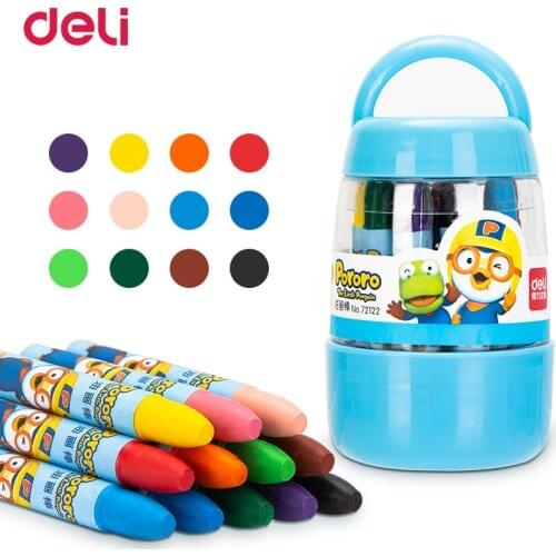 Deli x Pororo 12/18/24/36 Colors Per Box Oil Pastel Wax Crayon for kids Child Safety Non-toxic Pastel Art School Supplies