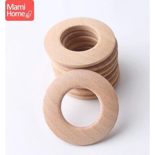 Mamihome 50mm 10pc Wooden Ring Donuts Wooden Teething Toys Round Handmade BPA Free DIY Necklace Teething Ring Baby Teether