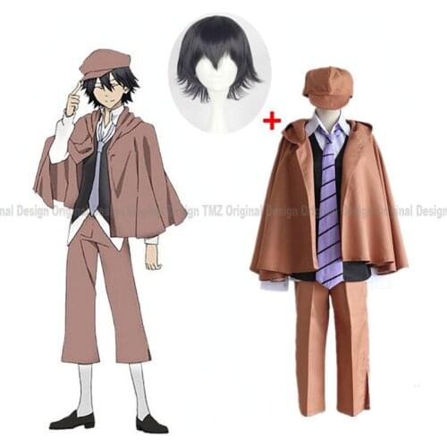 Anime Bungo Stray Dogs Detective Ranpo Edogawa Cosplay Costumes Vest and Coat and Pants and Tie and Hat Set And wig