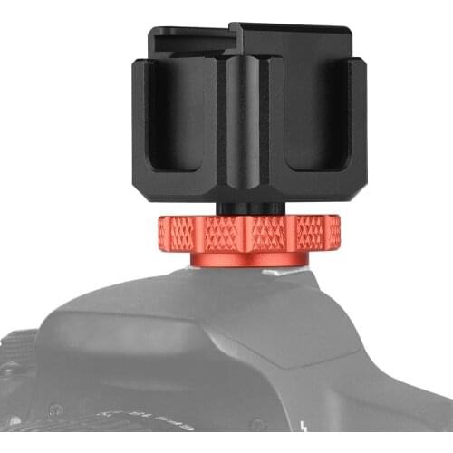 Cold Shoe Adapter Bracket Lightweight Aluminum Alloy with Cold Shoe Mounts Extension for DSLR ILDC Camera Video Light Monitor