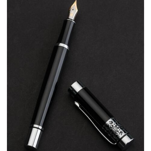 Hero 7018 Metal Fountain Pen Black Pen Carved Iridium Pen 0.5mm Student Calligraphy Writing School Office Supplies Stationery
