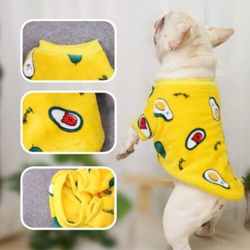 Cute Print Small Pet Clothes Winter Warm Dog Hoodie Coat For Medium Large French Bulldog Cartoon Puppy Vest Clothing
