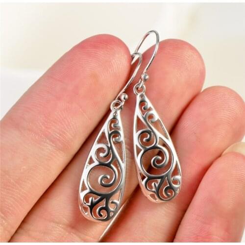 Fashion Filled Dangle Earrings Ethnic Hollow Flower Long Drop Earring For Women Hanging Earrings Jewelry