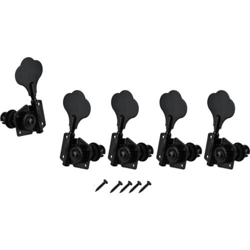 5Pcs Guitar Accessory Vintage Open Bass Guitar Tuning Keys Pegs Machine Heads Tuners Black 1L4R for 5 Strings Bass