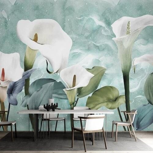Custom Nordic Watercolor Calla Flowers Mural Wallpaper For Wall 3D Living Room Bedroom Background Home Decor Waterproof Fresco