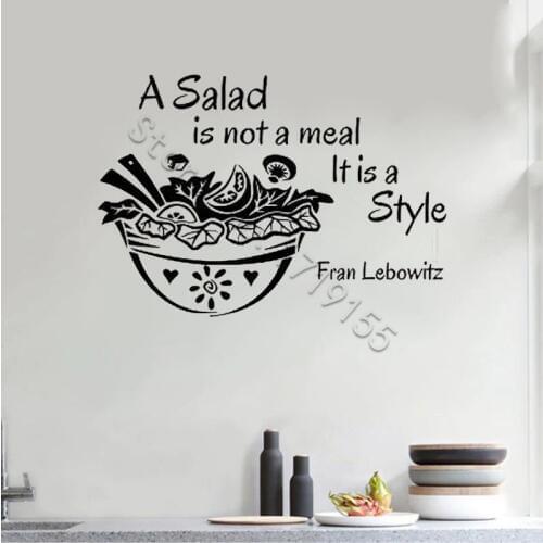Wall Vinyl Decal Salad is Not Meal Its Style Quote Kitchen Wall Stickers Restaurant Cafe Salad Bar Mural Removable Design ZW457