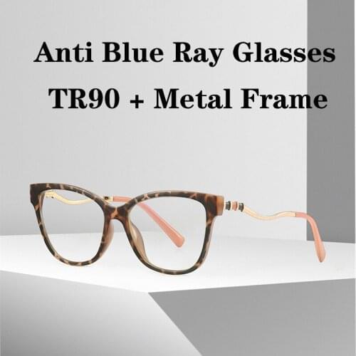Anti Blue Ray Glasses TR90 Metal Rectangular Eyewear Frame personality Anti Slip Wavy Mirror Legs Blocking Blue Light Eyeglasses