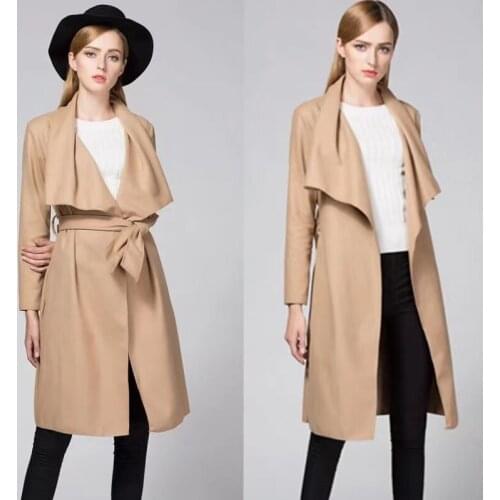 Autumn and Winter New Ladies Cow Jacket Lapel Cardigan Lace-up Woolen Waist Casual Fashion All-match Woman Clothing Coat WP12