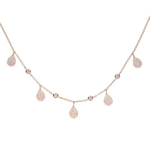 100% real 925 sterling silver Bezel Cz paved aaa cubic zirconia Drop cz Choker charm necklace delicate dainty jewelry