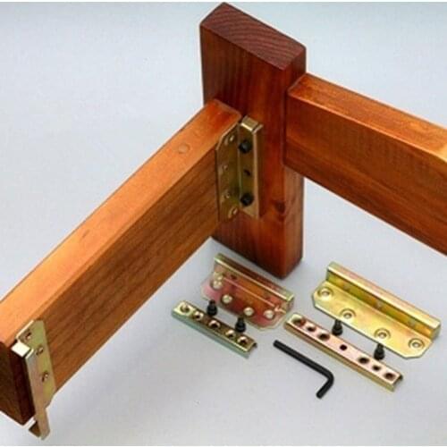 1 Set (4pcs) 5-inch Heavy Metal Bed Bracket Hinge fastener Wood Board Connector for Bed Fixed Corner Hardware Furniture fittings