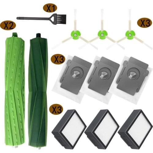 Full Set Washable Accessroies for iRobot Roomba i7 i7+ E5 E6Series Robot Vacuum Cleaner Main+Side Brush Air Filter Dust Bag Kits