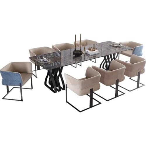 Post modern rectangular dining table and chair household Italian light luxury dining table and chair high-end furniture