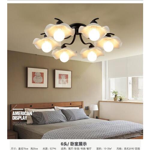 Nordic American Village Pastoral Ceiling Light Iron LED Light Child Book Room Master Bedroom Restaurant Long lamps