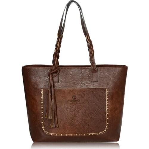 Drop shipping Vintage PU Shoulder Bag Female Causal Totes for Daily Shopping Women Shoulder Bags Totes Bag bolsas S181