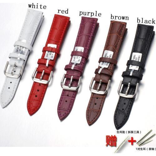 Watch accessories high-grade leather strap for men and women leather waterproof sports strap black brown white 12-24mm Send tool
