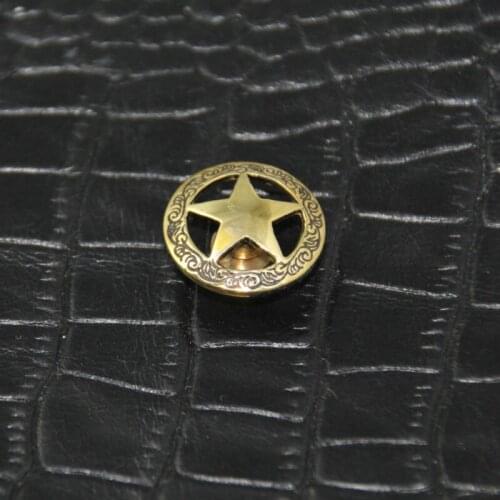 RM18) 3pc 3/4''(2cm) Western Texas Star Concho Solid Brass Conchos w/ Black Leathercraft