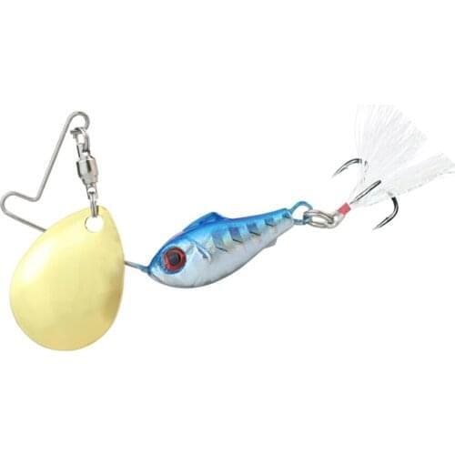 1PCS 12G 35MM VIB Composite Sequins Fishing Lure 360 Rotating Sequins With Feathers Three Hooks Winter Ice Fishing Baits Tools