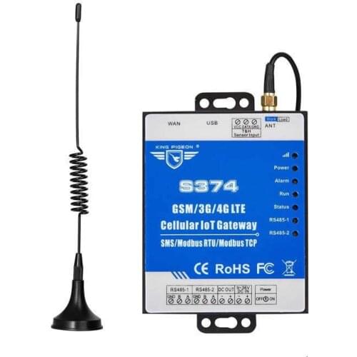 S374 2G 3G 4G LTE IoT Gateway 2 RS485 for Aquaculture Sewage Treatment monitoring support Modbus TCP