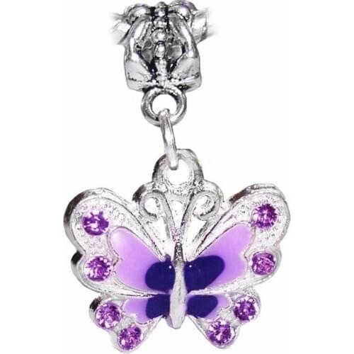 Mixed Silver Plated Enamel Crystal Butterfly Charm Pendants Dangle Charms For Jewelry Making Bracelet Fashion Accessories Gift