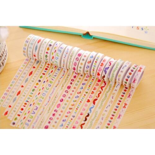 5PCS 0.8cm Variety slim Washi Tape DIY Scrapbooking Sticker Label Masking Tape School Office Supply DIY Cartoon Scrapbooking