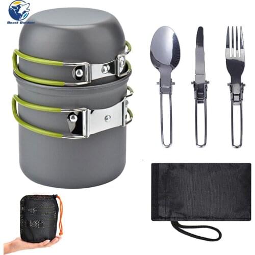 Outdoor ultralight camping cookware tableware outdoor tableware set hiking picnic backpack camping tableware pot 1-2 people