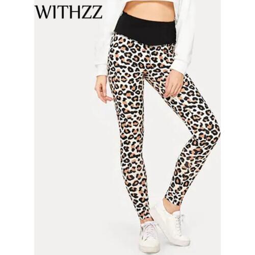 WITHZZ Stretch Leopard Print Sportleggings Women Leggins Elbows For Fitness Legging Legins Workout Vrouwen Tayt Leggings