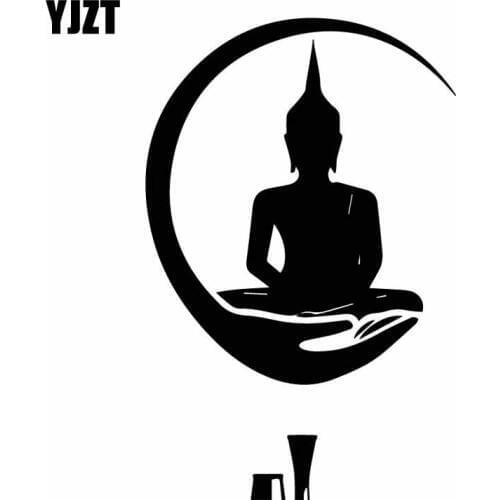 YJZT 10.2CM*15.7CM Shakya Muni Buddha Buddhism Car Sticker Deco Vinyl Decal Delicate Black/Silver C27-0215