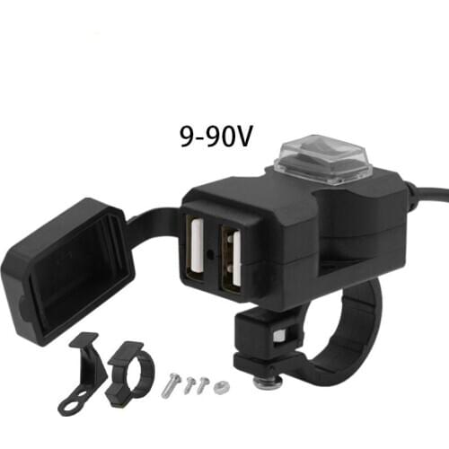9-90V Dual USB Motorbike Charger Adapter Power Supply Socket for Phone Motorcycle GPS MP4 Dual USB Port Waterproof Handlebar