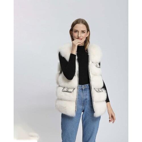 Women Natural Small Fragrant Wind Fox Fur Vest Winter High Quality Fashion Fox Fur Waist Coat Custom Made Xxxxl