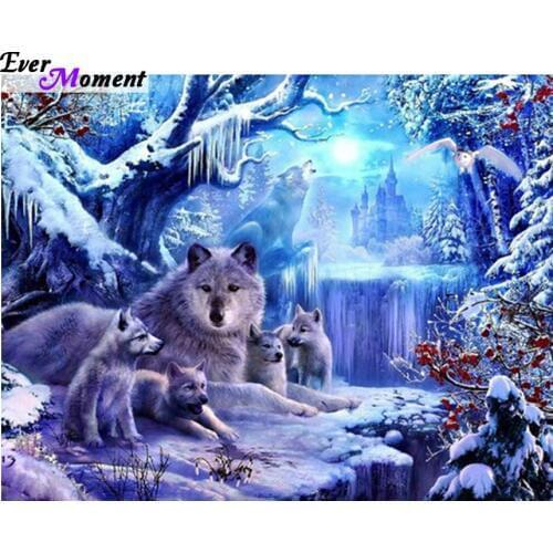 Winter wolf Diy Diamond painting kits mosaic resinstone square hoom decorative pictures diamond embroidery ASF284