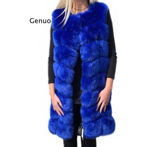 Winter High Quality Women Long Fur Vest Luxury Faux Fox Fur Coat Female Gilet Veste Womens Coat Jacket 4Xl