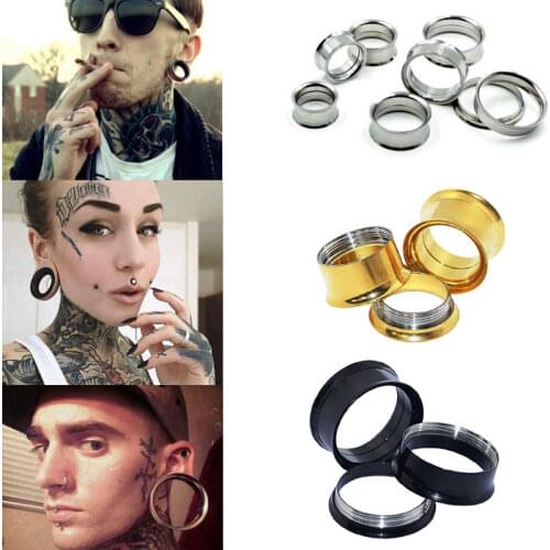 1Pair Stainless Steel Ear Tunnel Ear Reamer Double Flared Screw Ear Dilators Gauges Body Piercing Large Size Expander 4-30mm