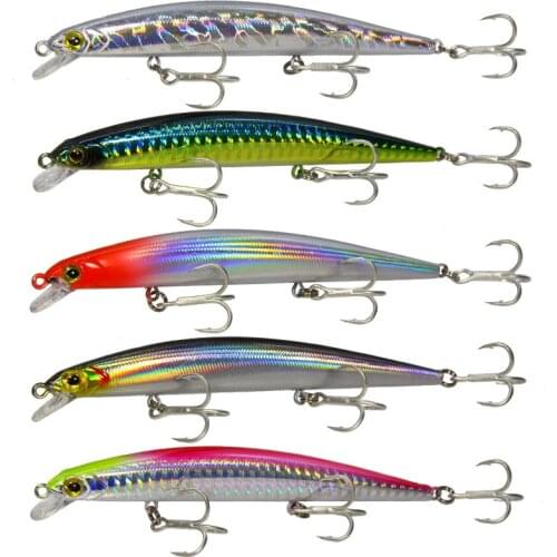 1PCS 115F Hook Minnow Wobblers Fishing Lures Super Long Throwing Floating Hard Bait 115mm11g Pesca Flatfish Perch Ring Beads